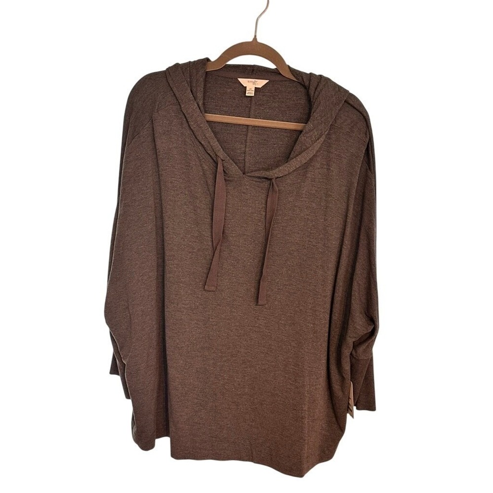 Terra & Sky Womens 2X 20W-22W Lightweight Pullover Hoodie Grey Brown TS LTW T